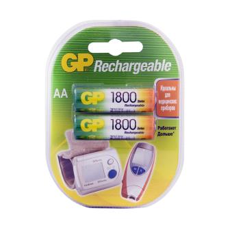 Аккумулятор GP Rechargeable 180AAHC-2DECRC2, Ni-MH, типоразмер АА, 1800 мАч, 1,2 В, 2 шт