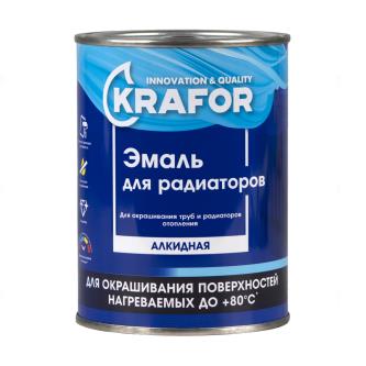 Эмаль для радиаторов и труб отопления Krafor, алкидная, глянцевая, 0,9 кг, белая