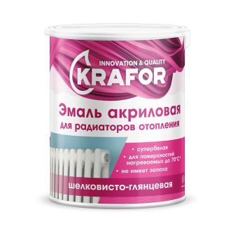 Эмаль для радиаторов отопления Krafor, акриловая, шелковисто-глянцевая, 3 кг, белая