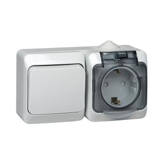 Блок комбинированный Systeme (Schneider) Electric Этюд BPA16-246C, IP44, 16 А, серый