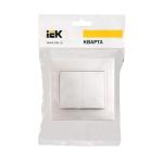 Выключатель двухклавишный встраиваемый IEK Кварта ВС10-2-0-КБ, 10 А, белый