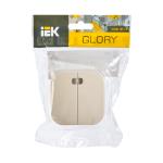 Выключатель двухклавишный накладной IEK Glory ВС20-2-1-ХК, с подсветкой, 10 А, кремовый