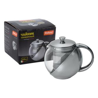 Чайник заварочный Mallony Menta-500 0,5 л, стекло, фильтр-нержавейка