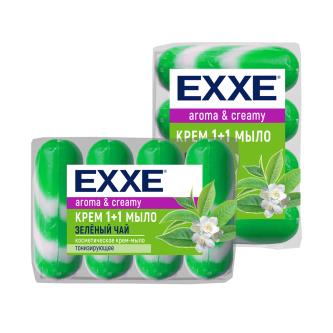 Туалетное крем-мыло EXXE 1+1, зеленый чай, 4 шт x 90 г