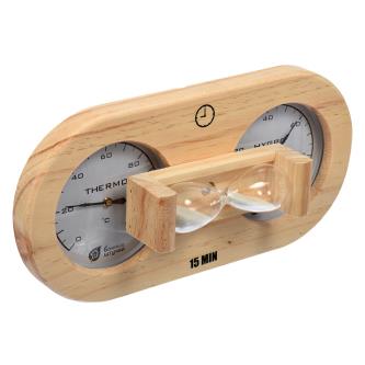 Термометр с гигрометром для бани Банные штучки Банная станция, с песочными часами