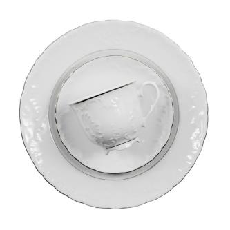 Тарелка суповая Cmielow Рококо Узор платина, фарфоровая, d 22,5 см