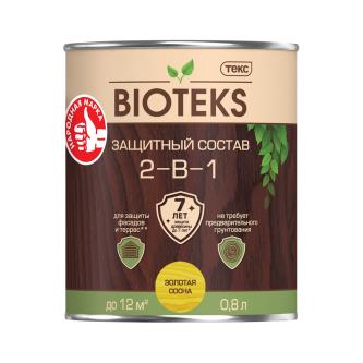Защитный лессирующий состав для дерева Bioteks 2-в-1, 0,8 л, золотая сосна