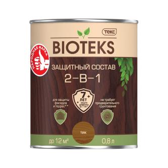 Защитный лессирующий состав для дерева Bioteks 2-в-1, 0,8 л, тик