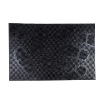 Коврик придверный SunStep Следы, резиновый, 40 x 60 см, черный