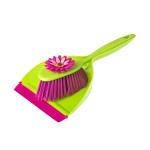 Комплект для уборки Vigar Flower Power, щетка-сметка и совок, розово-зеленый