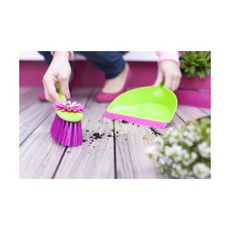 Комплект для уборки Vigar Flower Power, щетка-сметка и совок, розово-зеленый