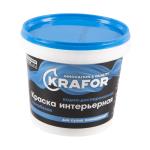 Краска водно-дисперсионная интерьерная Krafor, матовая, 1,5 кг, супербелая