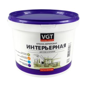 Краска интерьерная для стен и потолков VGT ВД-АК-2180, акриловая, белоснежная, 3 кг