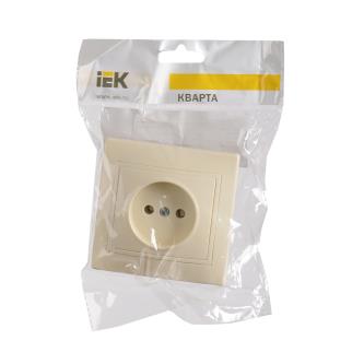 Розетка встраиваемая IEK Кварта РС10-2-ККм, без заземления, 10 А, 250 В, IP20, кремовая