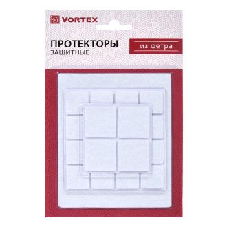 Протекторы для мебели Vortex, фетр, 22 x 22 / 30 x 30 / 110 x 130 мм, белые, 21 шт