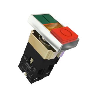 Переключатель кнопочный DEKraft ПЕ-22-PPBB, 1НО+1НЗ, 10 А, зеленый/красный