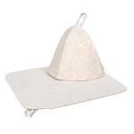 Набор для бани и сауны Hot Pot, 2 предмета (шапка, коврик) войлок, белый