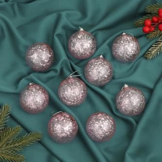 Набор елочных шаров Зимнее волшебство Дженна прозрачный, d 6 см, 9 шт, розовый