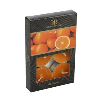 Свечи чайные Kukina Raffinata, с ароматом апельсина, оранжевые, 6 шт