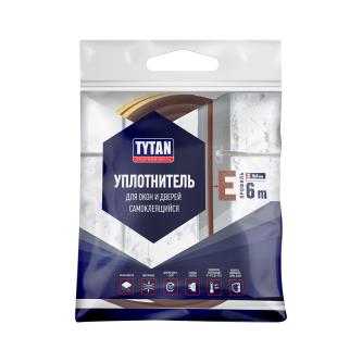 Уплотнитель для окон E-профиль Tytan Professional, 9 x 4 мм, 6 м, коричневый