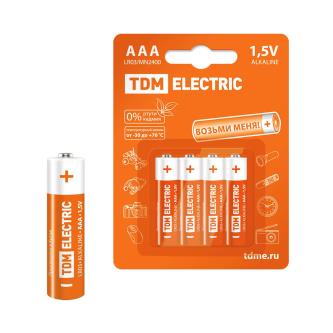 Батарейка Tdm Electric LR03, типоразмер AAA, в блистере, 4 шт