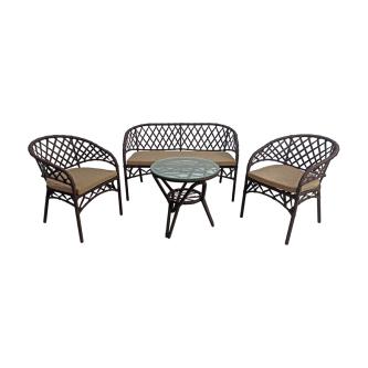 Комплект садовой мебели Alfart Aura lite old (2 кресла, 1 диван, 1 стол), темно-коричневый