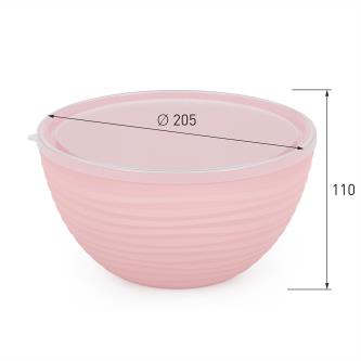 Салатник пластиковый Альтернатива Оазис, 2,5 л с крышкой, розовый