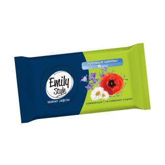 Влажные салфетки Emily Style Луговые цветы, универсальные, упаковка 15 шт