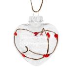 Елочный шар Сердце (снег, ягоды) SYQDPET- 0123048, 9 x 5,5 x 11 см, прозрачный
