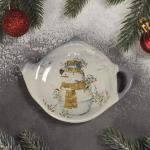Подставка для чайного пакетика Доляна Рождественский снеговик, 12 х 8,4 х 1,5 см