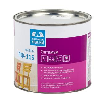 Эмаль ПФ-115 Ленинградские краски Оптимум, алкидная, глянцевая, 1,9 кг, белая