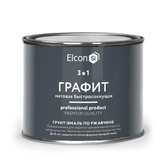Грунт-эмаль по ржавчине Elcon 3 в 1, матовая, 0,4 кг, RAL 9023, графит
