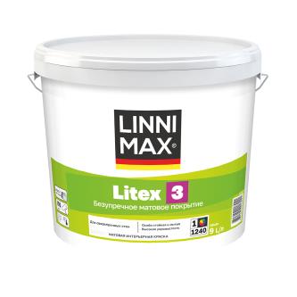 Краска интерьерная Linnimax Litex 3, матовая, база 1, белая, 9 л
