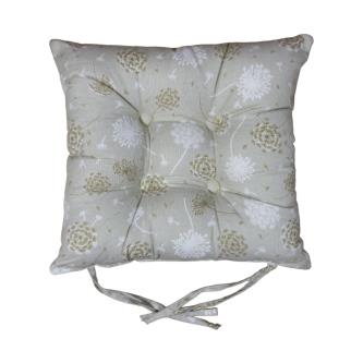 Подушка-сидушка Sonnet Первоцвет, с пиковками и завязками для стула, рогожка, 40 x 40 см