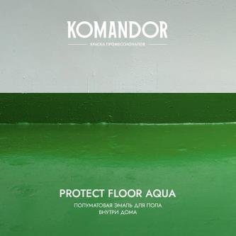 Эмаль для пола Komandor Protect Floor Aqua, акриловая, полуматовая, база А, белая, 9 л