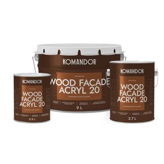 Краска для деревянных фасадов Komandor Wood Facade Acryl 20, полуматовая, база А, белая, 9 л