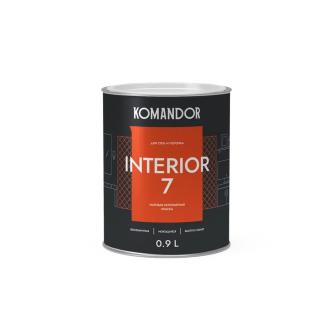 Краска для стен и потолков Komandor Interior 7, матовая, база C, бесцветная, 0,9 л