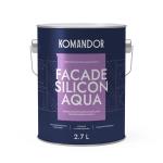 Краска фасадная Komandor Facade Silicon Aqua, глубокоматовая, база С, бесцветный, 2,7 л