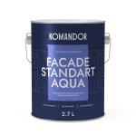 Краска фасадная Komandor Facade Standart Aqua, глубокоматовая, база А, белая, 2,7 л